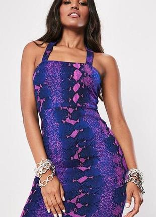 Missguided. англия в наличии. платье миди в змеином неоновом принте.