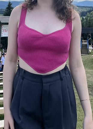 Жіночий топ у рубчик малиново-рожевий