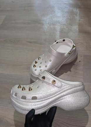 Оригинальные crocs женские неформальные шлепанцы classic bae glitter stu