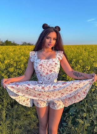 Комбенізон літній з чашками спідниця з шортиками в асортименті кольори