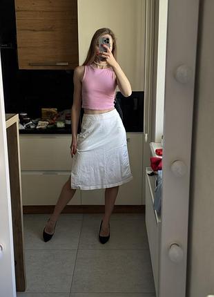 Стильная миди  юбка белая джинсовая хлопок marc o polo