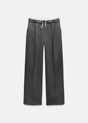 Жіночі брючні широкі штани з лампасами. сірі розмір м zara