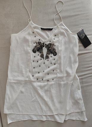 🤍 zara бохо майка біла