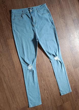 Рваные джинсы скинни с разрезами boohoo xl