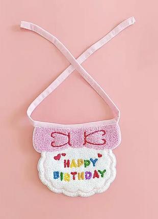 Бандана для собак и кошек "happy birthday" розовая 15*12 см