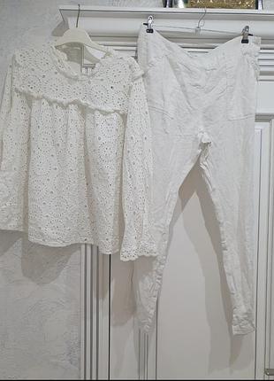 Красивый льняной хлопковый комплект костюм