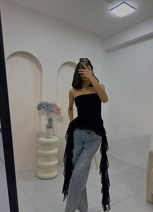 🌈 черный, белый! шикарный топ женский черный кофта женская