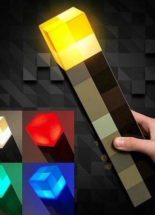 Факсел майнкрафт ночник minecraft 2.0 светильник игрушка лампа led факел на аккумуляторе