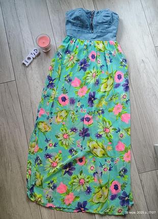 Длинное летнее платье сарафан без бретелей