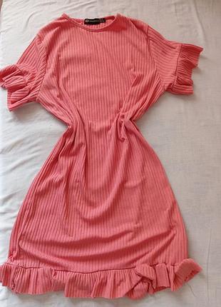 Мини платье в рубчик