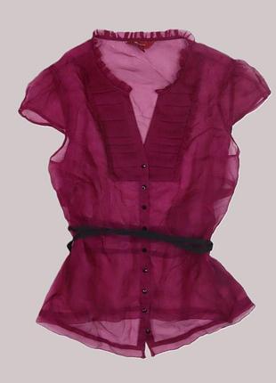 Прозора шовкова блузка/вишневий колір органза/сорочка блуза