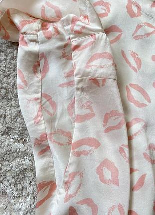Escada margaretha ley cream pink silk lipstick print- це високоякісна та виразна блуза,9 фото