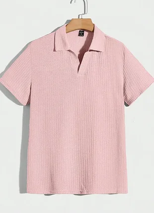 Чоловіча сорочка-поло shein з вафельним в'язанням розмір l