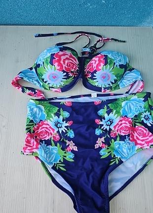 Роздільний купальник щільна чашка трусики плавки пушап push up