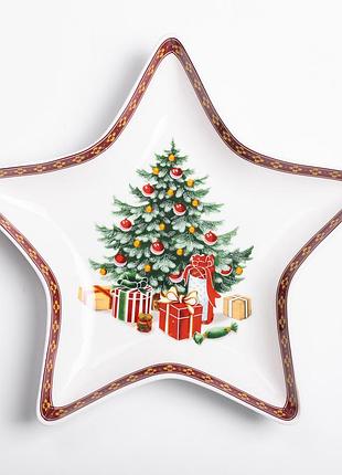 Блюдо сервірувальне у формі зірки 25×21 см новорічне