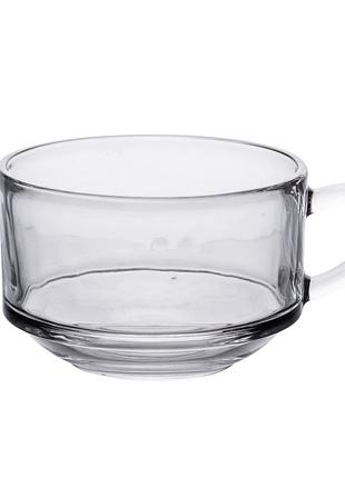 Набір чашок 6 шт для чаю та кави по 270 мл скляні прозорі hp-yh-69