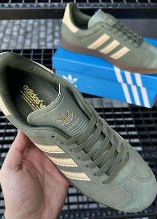 Кроссовки женские/человечи adidas gazelle (khaki), хаки (зеленые), замша кожа, весна-лето-осень, размер 36-44, новые, мд916-2