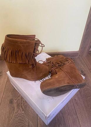 Ботильоны женские steve madden 39.5 (40) шамшевые на шнуровке на платформе коричневые