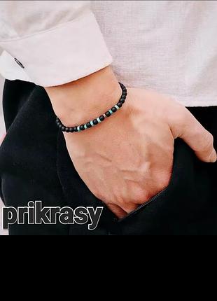 Браслет унисекс из натурального камня оникс бирюза мужской браслет женский