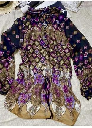 Шовкова (100%) напівпрозора блуза-туніка next