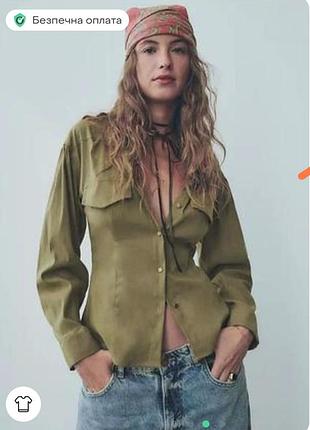 Женская рубашка хаки бренда zara