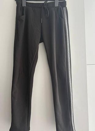 Брюки черные утепленные с серебристыми лампасами l, m