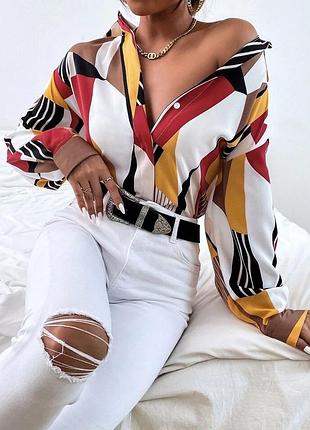 Яскрава сорочка з принтом плюс сайз shein xxl