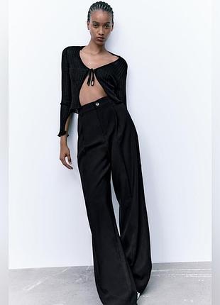 Брюки с широкой штаниной и боковыми карманами "zara"