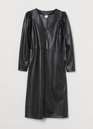 Сукня міді плаття сарафан з еко шкіра оверсайз фасон чорне велий розмір