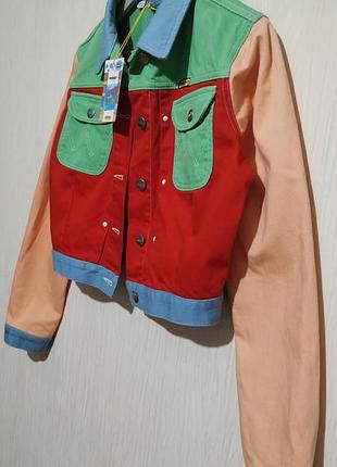Вінтажна укорочена джинсова куртка peter max x wrangler limited edition колорблок 7
