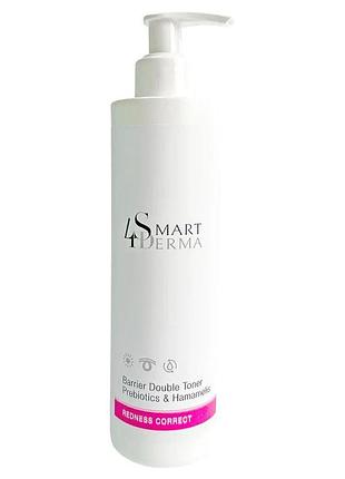Зміцнювальний 2х-фазний тонер для чутливої та куперозної шкіри smart4derma barrier double toner prebiotics & hamamelis 500мл