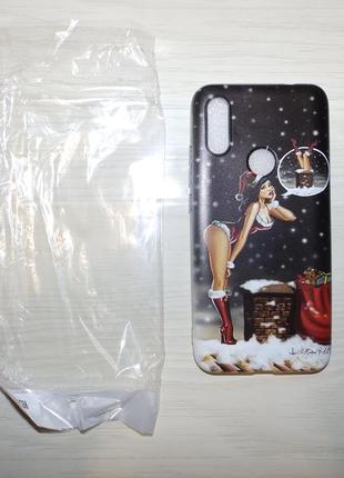 Чохол , бампер для xiaomi note 9 з новорічним принтом