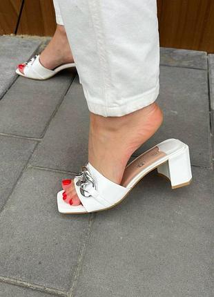 Женские шлепанцы сабо белые, эко кожа, 36-40р