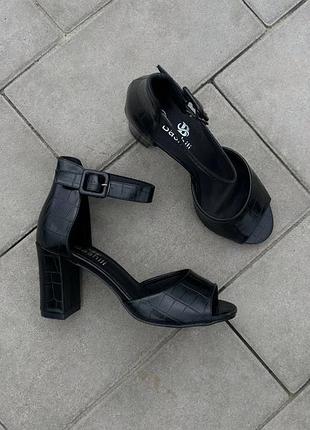 Женские питоновые босоножки, черные, 36-40р