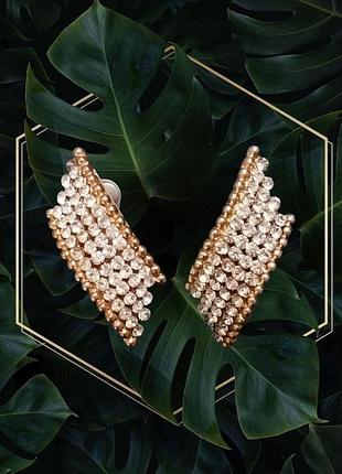 Серьги клипсы сверкающие стразы