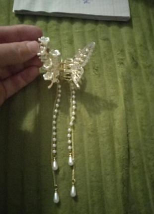 Заколка крабик на волосы бабочка с квитами