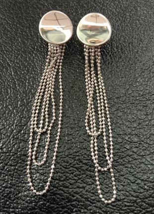 Серьги конго с висячими цепочками