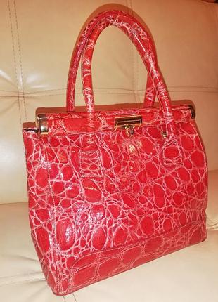 Сумка красная из натуральной кожи