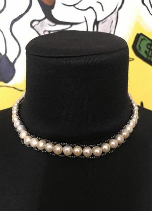 Натуральні перлини 8мм намисто чокер