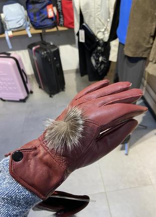 Утеплені шкіряні рукавички1 фото