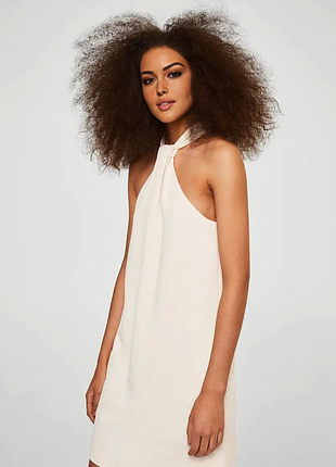 Новое брендовое молочное платье "mango" из фактурной ткани. размер uk14/eur xl.