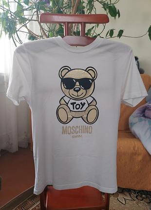 Женская хлопковая футболка moschino swim (teddy) xs-s