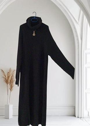 Довге тепле трикотажне плаття - гольф👍