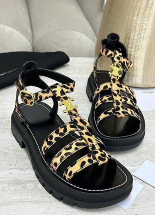 Леопардовые босоножки женские люкс