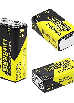 Аккумулятор usb 9v liitokala крона 1000mah