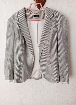 Льняной жакет в полоску женский