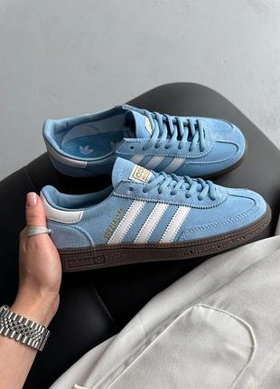Женские кроссовки adidas spezial blue white Адидас голубого с белым цветами