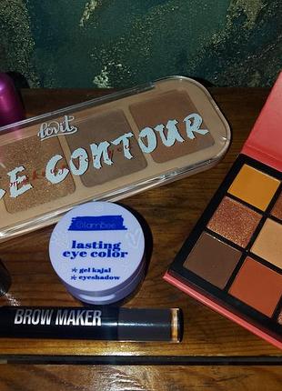 Обмен палетка контуринга lovit+палетка теней lovely+гель каял для глаз glambee+атомайзер для духов+подводка для бровей lcf