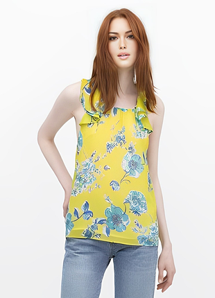 Брендовая яркая блузка "zara" с цветочным принтом. размер m.