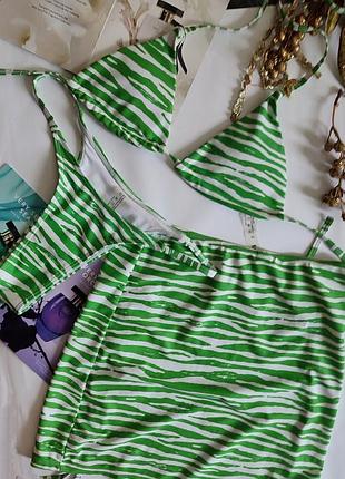 Купальник тройка зі спідницею трикутники бразильянки s 36 75a 75b 70b 70c shine